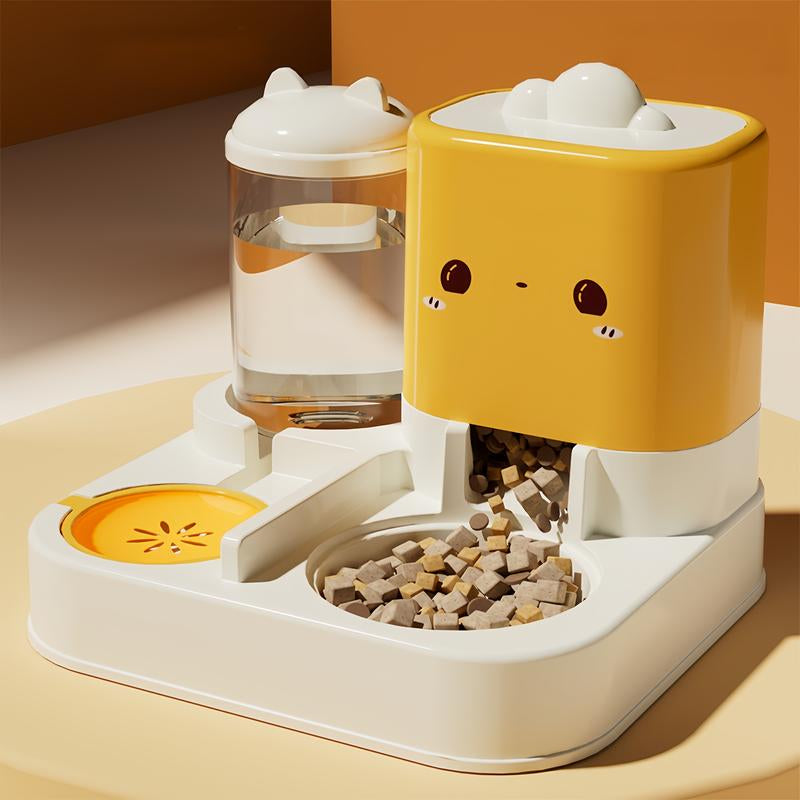 Automatic Feeder & Water Dispenser Combo for Cats and Dogs - Large-Capacity 2-In-1 Double Bowl Set with Auto Water Supply