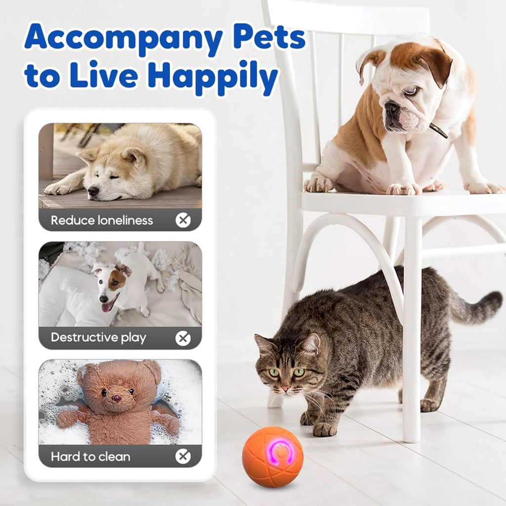 Upgraded Interactive Dog Ball, 2025 New Activated Automatic Rolling Balls for Dogs, Self Moving Vibrating Smart Jumping Bouncing and Rotating Pets Toy to Keep Them Busy (New -Blue)