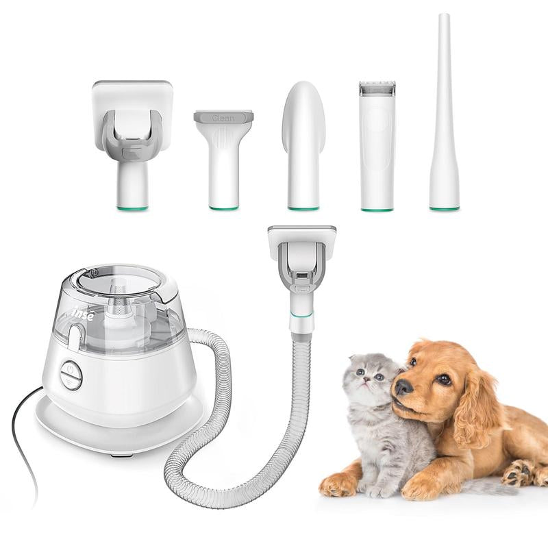 INSE Pet Grooming Kit & Dog Hair Vacuum, Dog Grooming Kit Suction 99% Pet Hair, Large Dust Cup Pet Hair Vacuum with Clipper for Dogs, 5 Pet Grooming Tools for Shedding Pet Hair