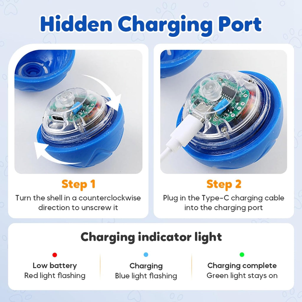 Upgraded Interactive Dog Ball, 2025 New Activated Automatic Rolling Balls for Dogs, Self Moving Vibrating Smart Jumping Bouncing and Rotating Pets Toy to Keep Them Busy (New -Blue)