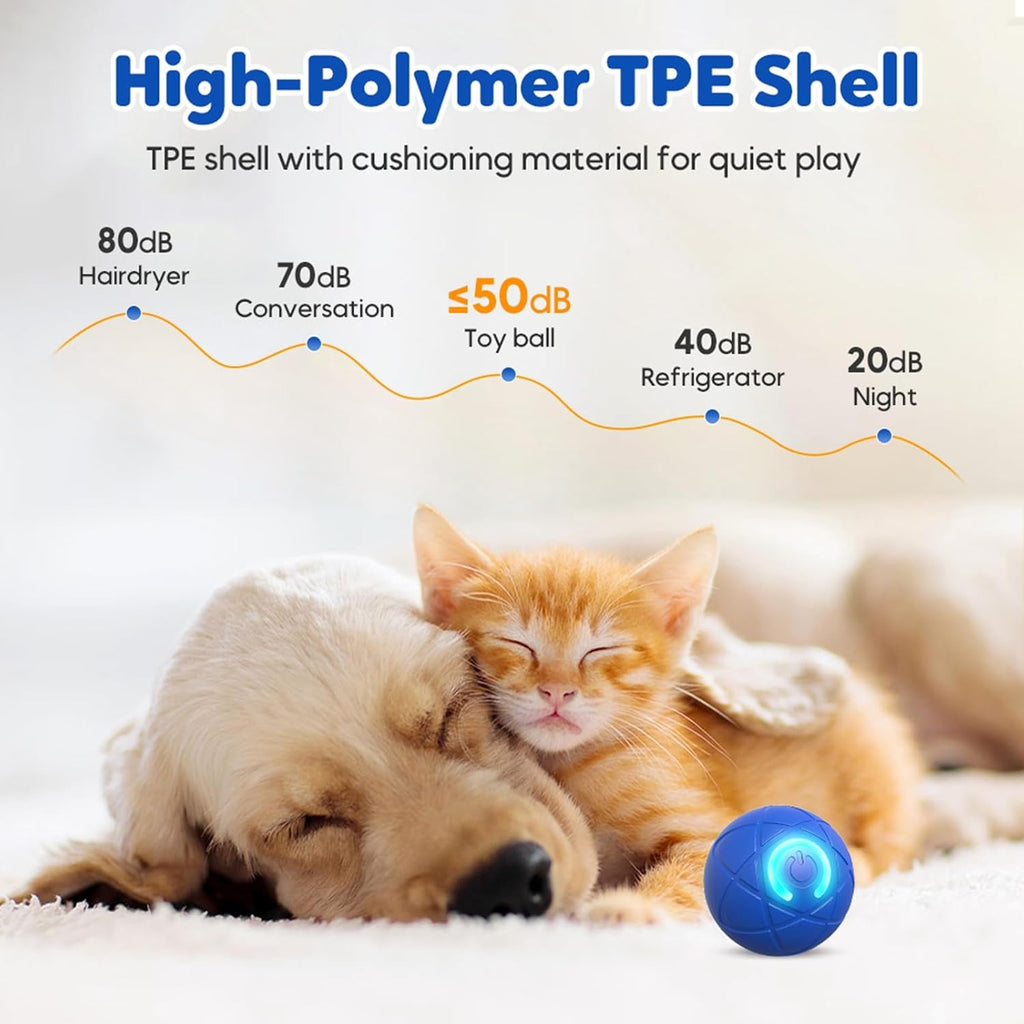 Upgraded Interactive Dog Ball, 2025 New Activated Automatic Rolling Balls for Dogs, Self Moving Vibrating Smart Jumping Bouncing and Rotating Pets Toy to Keep Them Busy (New -Blue)