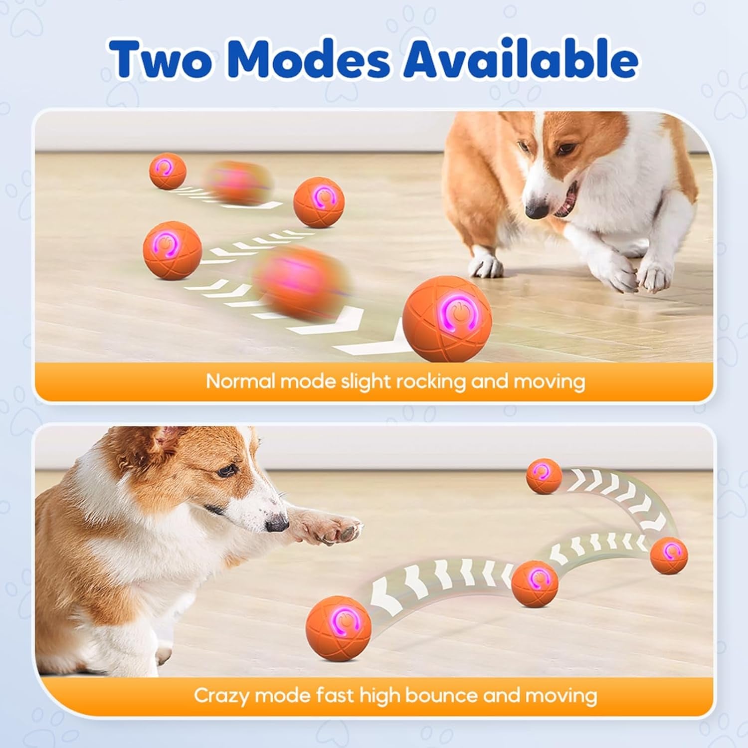 Upgraded Interactive Dog Ball, 2025 New Activated Automatic Rolling Balls for Dogs, Self Moving Vibrating Smart Jumping Bouncing and Rotating Pets Toy to Keep Them Busy (New -Blue)