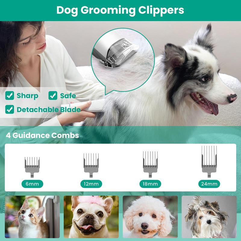 INSE Pet Grooming Kit & Dog Hair Vacuum, Dog Grooming Kit Suction 99% Pet Hair, Large Dust Cup Pet Hair Vacuum with Clipper for Dogs, 5 Pet Grooming Tools for Shedding Pet Hair